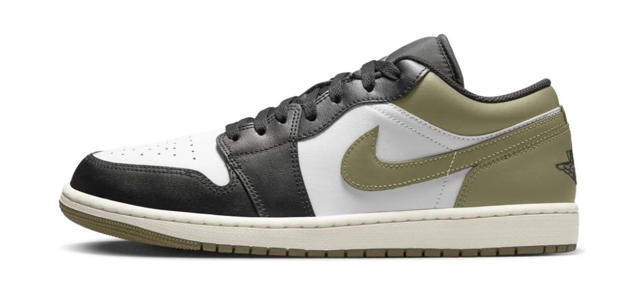 Nike Air Jordan 1 Low Black Toe Medium Olive Mens Sneakers 553558-092