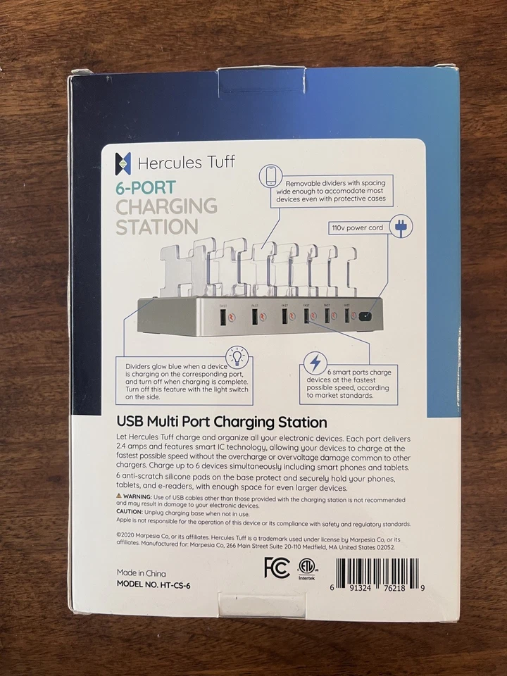 Hercules Tuff 6 port Charging Station with 3 Cables Silver New Model HT-CS-6 - Image 2 of 2
