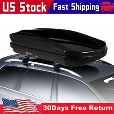 Hard Shell Rooftop Cargo Box Carrier 12.36 Cu. Ft Dual-side Opening 165 Lbs