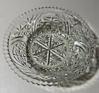 Vintage Anchor Hocking Pressed Glass Serving Bowl “Stars and Bars”  10-1/2”