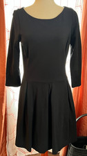 Banana Republic EUC black dress size 10 fit-and-flare 3/4 sleeve stretch viscose