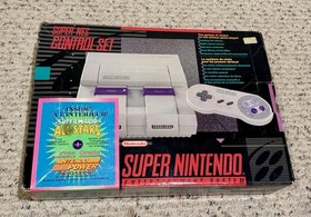 SNES Super NES Control Set Boxed / CIB - Minus Mario All-Stars / Nintendo Power