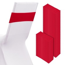 100 Pcs Spandex Chair Sashes Bows with Slider Buckle, Wine Red