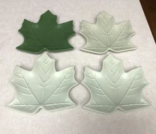4 IQ Accessories Green Cream Ceramic Leaf Spoon Rest Trinket Candy Dishes