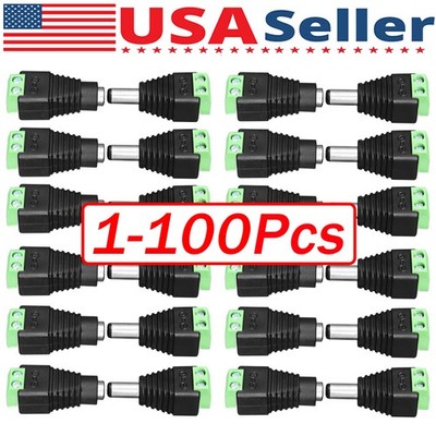 100Pairs Male Female 2.1x5.5mm DC Power Plug Jack Adapter Connector for CCTV Lot