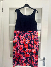Kaleidoscope Womens Size 14 Regular Black Floral Fit & Flare Knee Dress