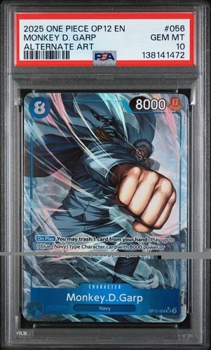 One piece Monkey D. Garp OP12-056 Legacy of the Master Alt Art SR Foil EN PSA 10