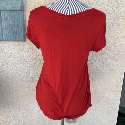 H&M Women's Hearts T-shirt Top Short Sleeve Valentine's Day Tee Red Size medium - Picture 2 of 4