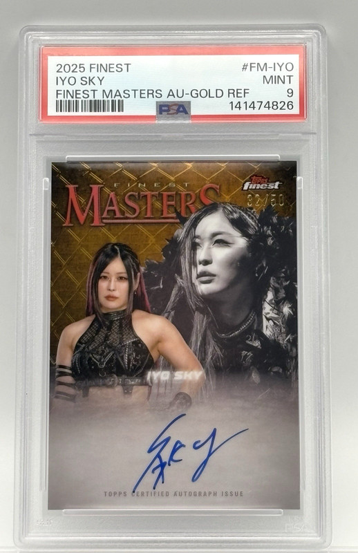 IYO SKY - 2025 WWE TOPPS FINEST MASTERS GOLD AUTOGRAPH #32/50 - PSA 9 MINT