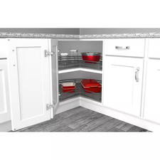 Solid Surface Kidney-Shaped Lazy Susan for Corner Base Cabinet W/ Swivel Bearing