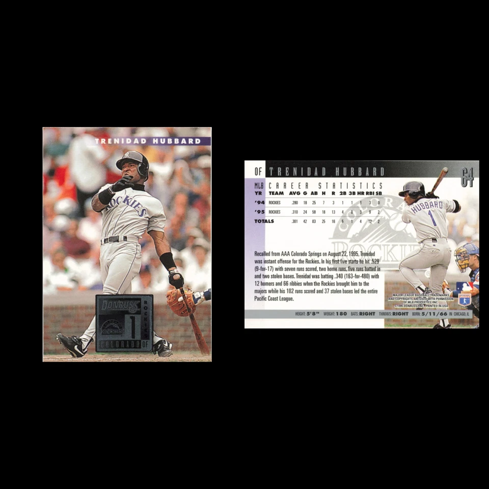 Trenidad Hubbard #64 1996 Donruss Colorado Rockies Baseball Card MLB NM - Image 3 of 3