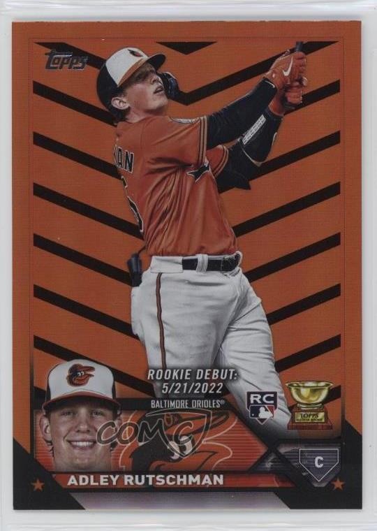 2023 Topps Update Debut Orange & Black Foil Adley Rutschman #US180 Rookie RC uk2