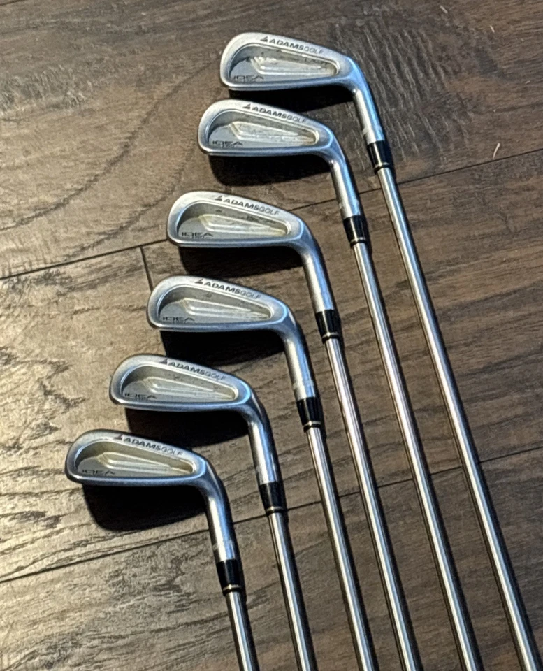Juego de 6 palos de hierro forjado Adams Golf Idea Pro diestro negro dorado rígido flexible acero Foto 4 de 4