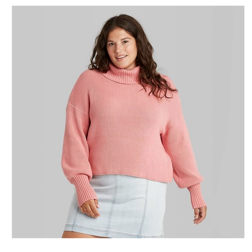 Turtleneck Cropped Pullover Sweater 