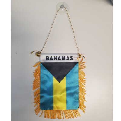 Bahamas 4''x6'' Mini Banners With Brass Staff Suction Car Window Flag Country