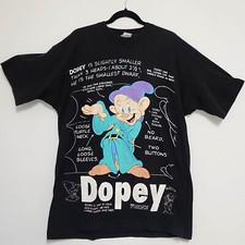 Disney Snow White DOPEY Shirt One Size Fits All Black Single Stitch USA Vintage