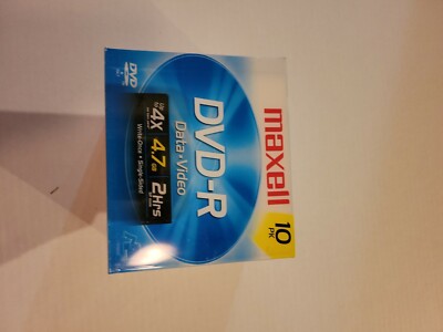 Maxell 4.7GB 16X DVD-R 10 Pack, 120 Min. Data, Video, Music. New in Package.
