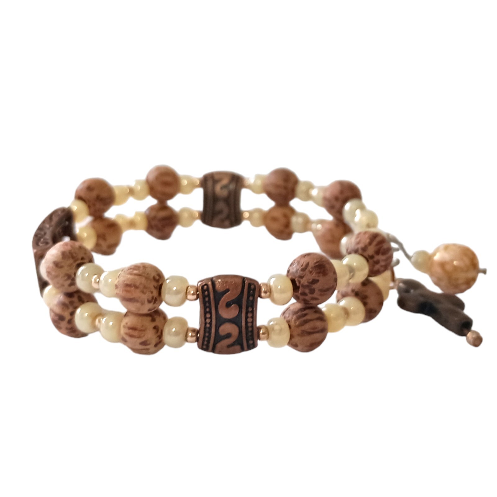 LIVE Beaded Memory Wire Bracelet Bangle Cross Ins… - image 4