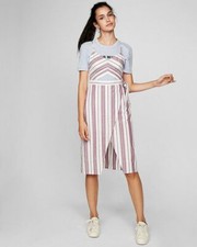 Express Size 2 Purple Striped Cut-Out Cotton Midi Wrap Dress xs