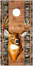 Deer Buck Head Wood Plank Camo Cornhole Wrap Bag Toss Skin Decal Sticker Wraps