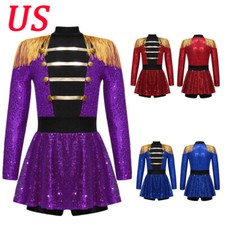 US Girls Dress Up For Halloween Ringmaster Shiny Costume Circus Jumpsuit Tassel