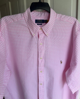 NEW Polo Ralph Lauren Short Sleeve Plaid Button Down Gingham Shirt B&T Size 2XLT