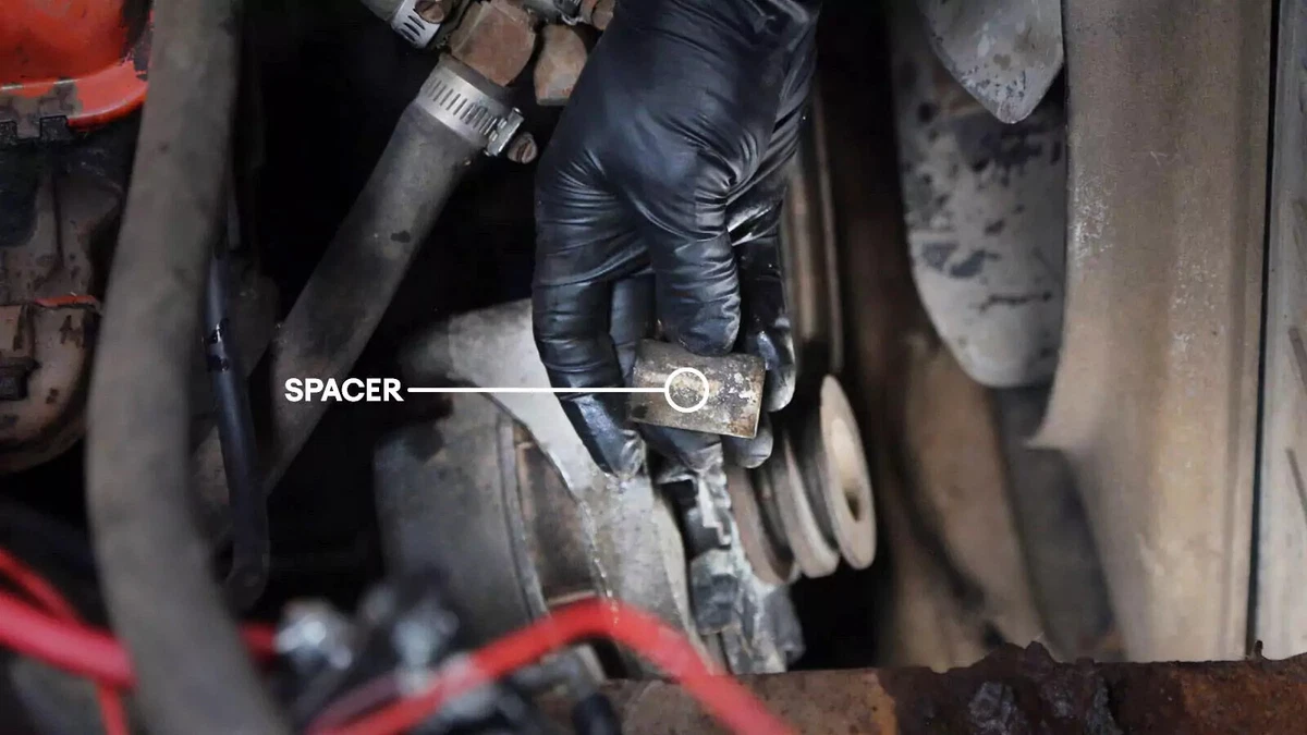 Alternator with a large spacer.