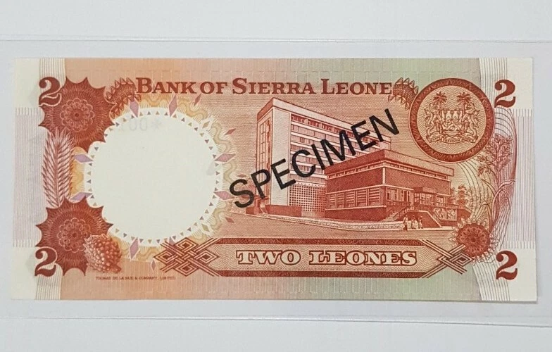 1978 SIERRA LEONE 2 Leones "SPECIMEN" UNC [P-CS1] *001700 - Image 3 of 4