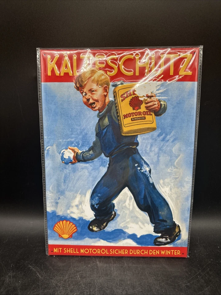 Sehr seltenes limitiertes Blechschild "Shell Kälteschutz" Erhabenes Motiv! I.6 - Bild 1 von 4