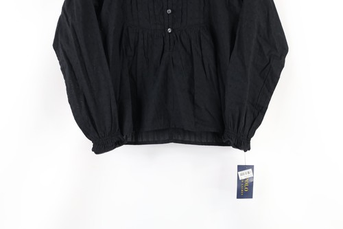 New Polo Ralph Lauren Girls Size 7 Looped Button Ruffled Dress Shirt Top Black - Picture 3 of 9