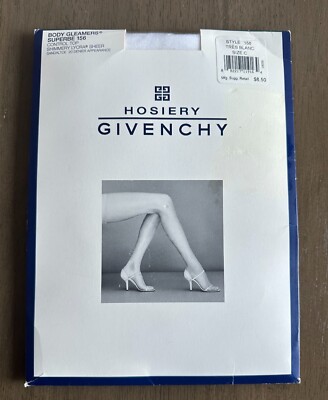 VTG Givenchy Body Gleamers Control Top Pantyhose 156 Size C Tres Blanc New 1999