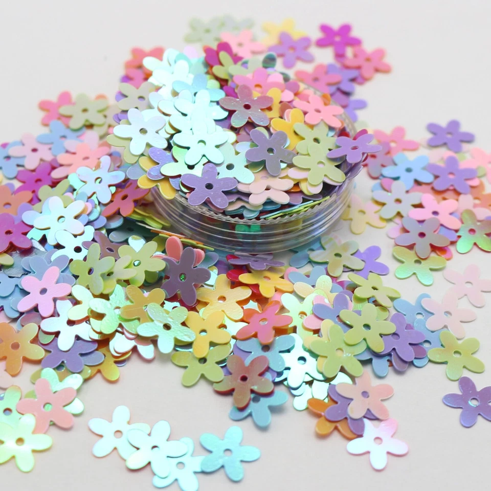 2000 Mixed Color AB 10mm Flowers Loose sequins Paillettes Sewing Wedding Craft - Image 4 of 4