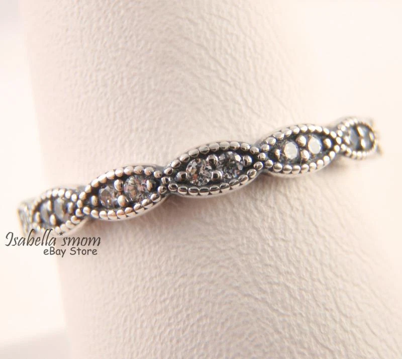 Funkelnde Blätter Authentisch Pandora Silber Band ~ Ring 7.5/56 190923CZ Neu W - Bild 3 von 4