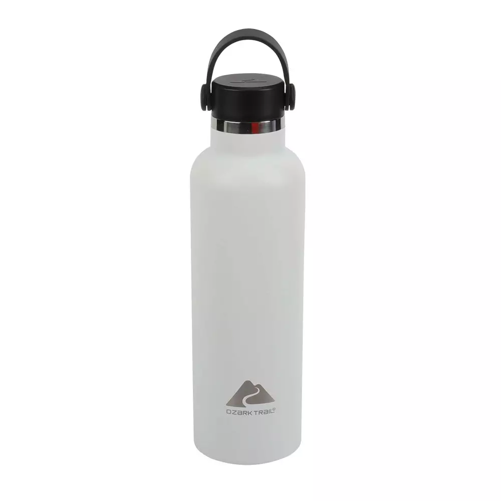 Ozark Trail Water Bottle 24 Fluid Ounces Stainless Steel with Loop Handle,  White