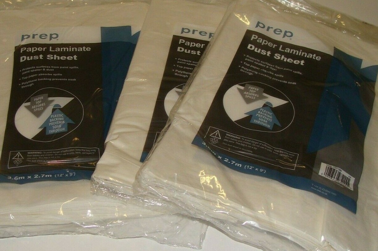 2 X POLY BACKED ECONOMY LAMINATED 12FT X 9FT 100 WATERPROOF DUST SHEETS. eBay