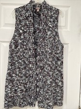 Chicos Ladies Cardigan Vest Size 2 Sleeveless Open Front Multicolored