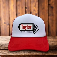 Taylor Ham Pork Roll New Jersey Mens Trucker Hat Red Snapback Retro Logo Cap