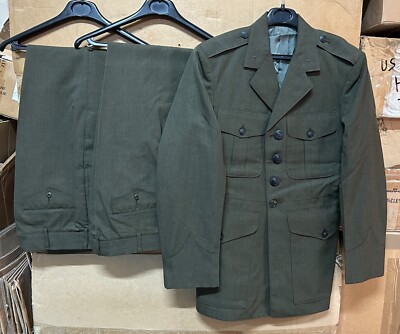 ORIGINAL USMC 1. GOLF KRIEGSUNIFORM WOLLGABARDINE GRÜN KOMPLETTSET EX ZUSTAND!!!!
