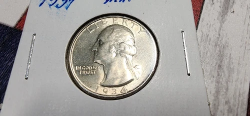 1934 P Silver Washington Quarter Medium Motto Natural Toning -AU+ **SHIPS FREE**