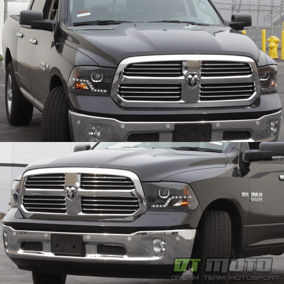 Faros halo proyectores LED DRL negros para Dodge Ram 1500 2500 3500 2009-2018 Foto 3 de 4