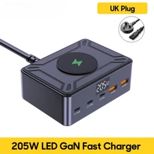 205W Multi USB C Charger QC 3.0 Type C PD Fast Charging Station Wireless Charger