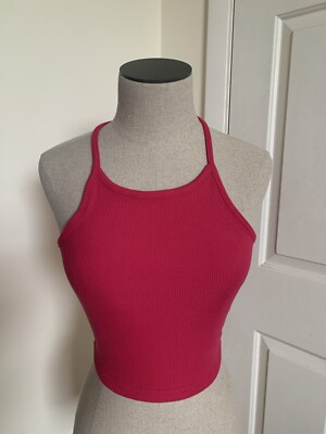 #ad New Allimy crop top tank shirt women’s size small S color dark pink free ship $12.00