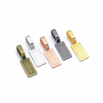 100Pcs Rectangular Shovel Glue on Bail Charms Pendants for DIY Jewelry Making