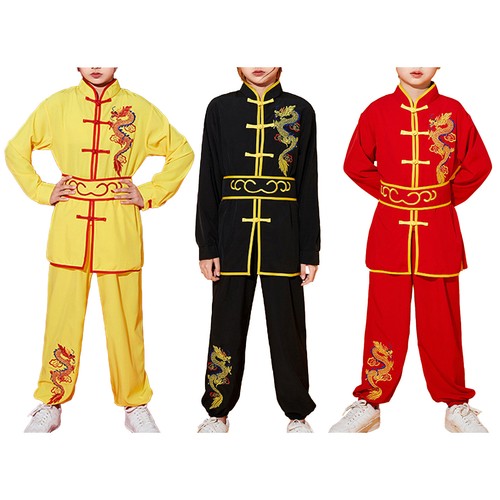 Kids Boys Tai Chi Outfit Sport Shirt With Sweatpants Set Arts Kung Fu Suit - Picture 1 of 35