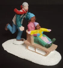 NEW FG Square Christmas Village Family Sledding  Like Lemax Holiday Time