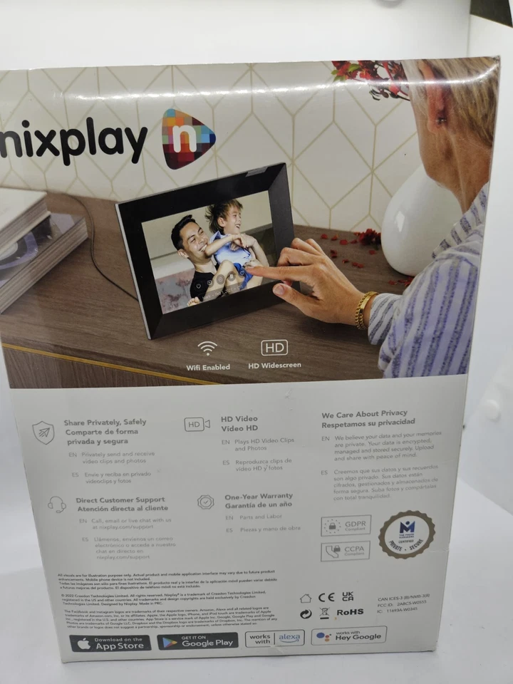 Nixplay - W08K Touch 8-inch LCD Smart Digital Photo Frame - Black/SILVER NEW - Image 4 of 4