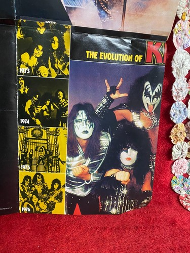Vintage Kiss Poster Fold Out Pictures On Both Sides 1973-1977 Pin-Ups - Picture 8 of 9