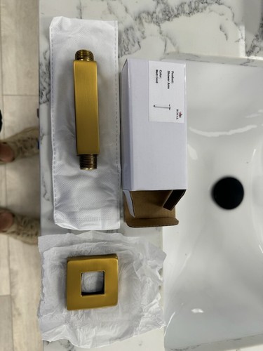 Royal 4" Square Ceiling Mount Shower Arm and Flange - Brushed Gold - 第 2/2 張圖片