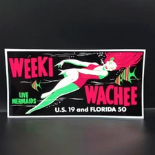 WEEKI WACHEE Florida Vintage Style Travel Decal / Vinyl Sticker, Luggage Label