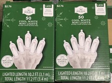  2 NEW Holiday Time 50ct COOL WHITE Led Lights WHITE Wire Wedding 100 Total